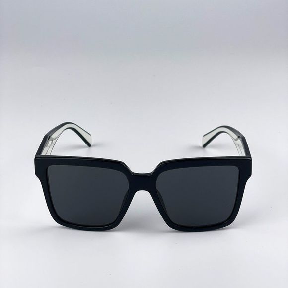 Prada PR24ZS 1AB5S0 Sunglasses Black Dark Grey Square Oversized Women main image 5